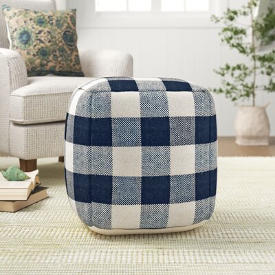 Guinda 20" Wide Square Checkered Pouf Ottoman