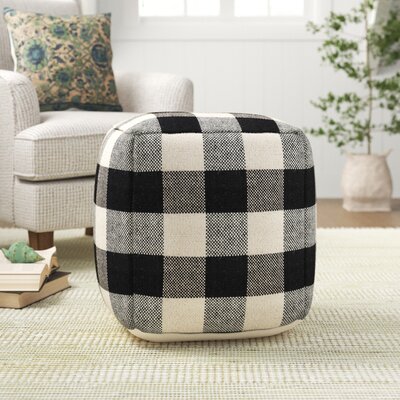 Guinda 20" Wide Square Checkered Pouf Ottoman by Union Rustic
