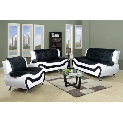 Lamentin 3-Piece Vegan Leather Living Room Sofa Set by Orren Ellis