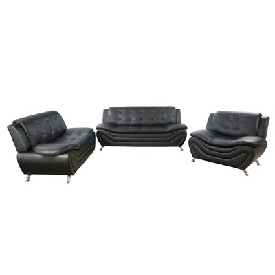 Lamentin 3-Piece Vegan Leather Living Room Sofa Set