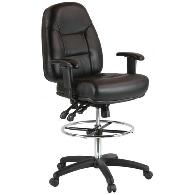Annessia Mid-Back Ergonomic Genuine Leather Drafting Chair by Ebern Designs