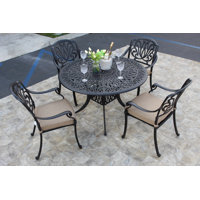 Wasola 5 Piece Dining Set with Sunbrella Cushions
