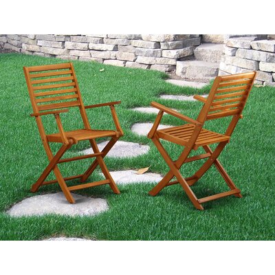 Bret Folding Acacia Patio Dining Armchair by Longshore Tides
