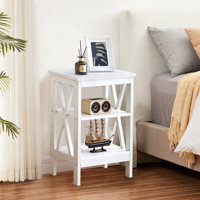 Morant Rustic End Table with Open Shelves - Farmhouse Side Table for Living Room or Bedroom, Durable Wood & Metal Accent Table for Small Spaces by 17 Stories