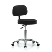 Brockhausen PERCH Chrome Walter Height Adjustable Exam Stool with Backrest | Medium Bench Height 21-28.5" by Orren Ellis