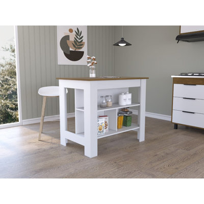 Cala 3-Shelf Wooden Kitchen Island by Wade Logan