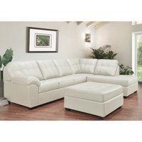 Yarber 124" Wide Genuine Leather Right Hand Facing Corner Sectional with Ottoman by Red Barrel Studio