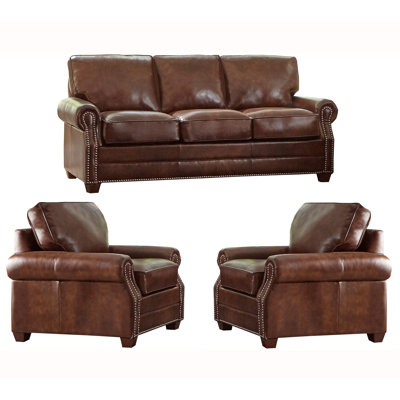 Lyndsey 3 Piece Leather Living Room Set