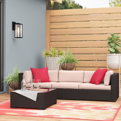 Barbour 4 Piece Rattan Sectional Seating Group with Cushions