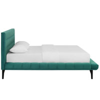 Julia Queen Biscuit Tufted Upholstered Fabric Platform Bed