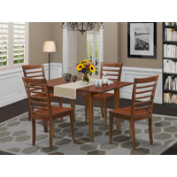 Rahneisha 5 - Piece Butterfly Leaf Rubber Solid Wood Breakfast Nook Dining Set by Red Barrel Studio