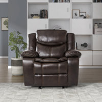 Hanhalyn 42.5" Modern & Contemporary Manual Glider Recliner with Premium Faux Leather Upholstery & Supportive Pocket Coil Seating by Latitude Run