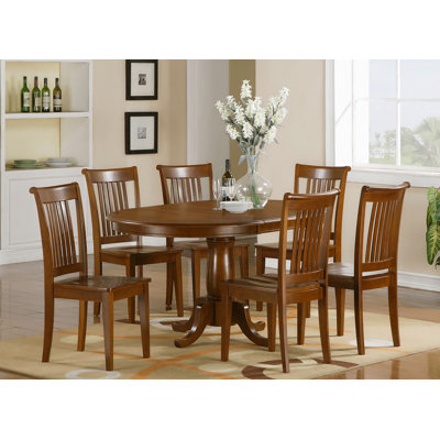 Lawanda 7 - Piece Butterfly Leaf Solid Wood Rubberwood Dining Set by Alcott Hill
