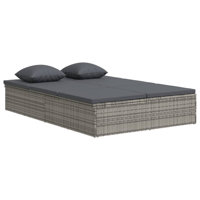 Sunbed Double Chaise Lounge Bed Patio Lounge Chair Sun Bed Poly Rattan by Latitude Run