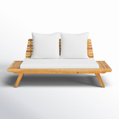 Lavinia 65" Outdoor Wooden Loveseat with Cushions by AllModern
