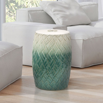 Hisako Woven Design Porcelain Garden Stool by Dakota Fields