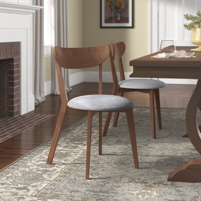 Linen Upholstered Side Chair in Walnut/Gray by George Oliver