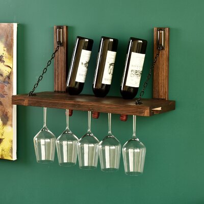 Mcneill 5 Bottle Wall Mounted Wine Bottle and Glass Rack by 17 Stories
