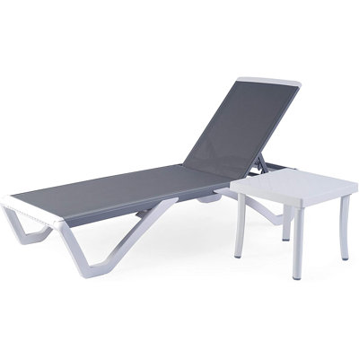 Henryk Patio Chaise Lounge Chair - Full Flat Alumium & Resin Leg Outdoor Reclining Adjustable Chair by Wrought Studio