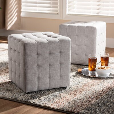 Gelene 14" Tufted Square Cube Ottoman by Charlton Home