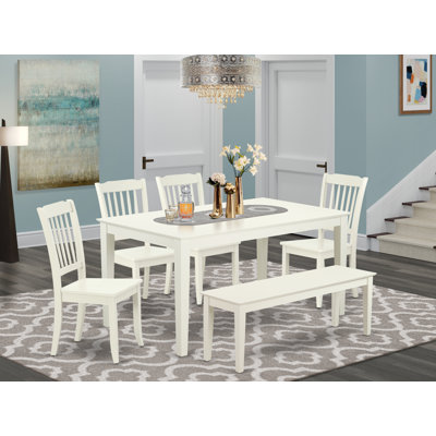 Krier 6 - Piece Rubberwood Solid Wood Dining Set by August Grove