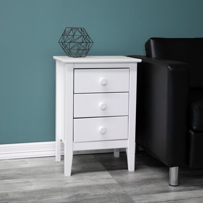 Alverez 3 - Drawer Solid Wood Nightstand in White by Winston Porter