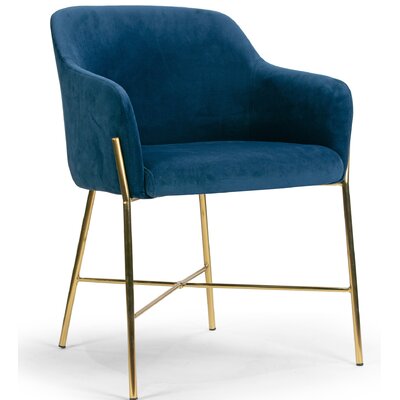 Vergas Velvet Upholstered Arm Chair in Blue by Mercer41
