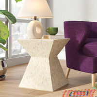 Bernardino Mother of Pearl Shell Handmade Hourglass Shaped Side End Accent Table by Wrought Studio