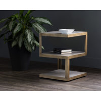 Pettis Stone Top End Table - Gold by Orren Ellis