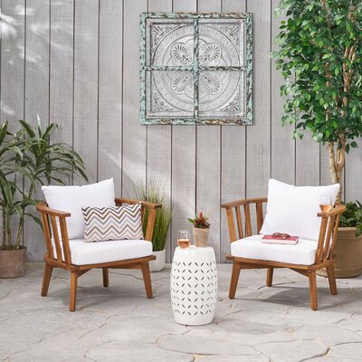 Moyle 3 Piece Seating Group with Cushions by George Oliver