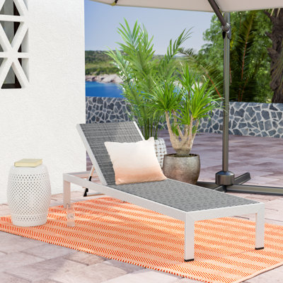 Modway Shore Aluminum Rattan Outdoor Patio Poolside Chaise Lounge Chair in Silver Gray by Modway