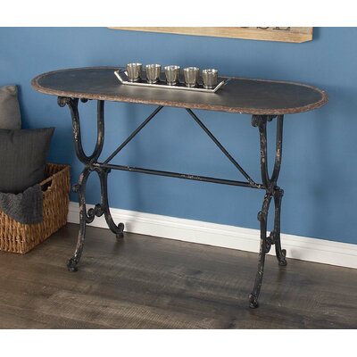 Crestline Gray Metal Console Table with Distressed Accents 45" x 18" x 29" by Gracie Oaks