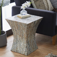 Okehampt Mother of Pearl Shell Handmade Hourglass Shaped Side End Accent Table by Mercer41