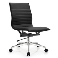 Lindholm Mid Century Modern Contemporary Ergonomic Office Chair Modern Wide Armless With Wheels Pads Arm Faux Leather Swivel Adjustable Executive Pads by Orren Ellis