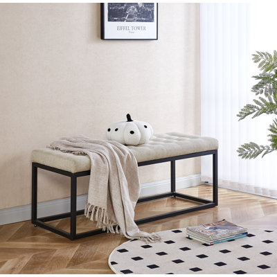 Shauny Fabric Bench with Metal Legs by Ebern Designs