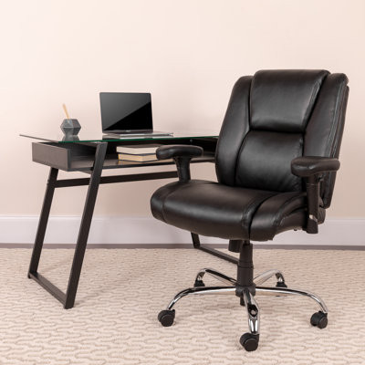 Big & Tall 400 lb. Rated LeatherSoft Swivel Ergonomic Task Office Chair with Chrome Base and Adjustable Armrests by Flash Furniture
