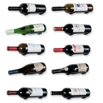 Laymon 10 Bottle Wall Mounted Wine Bottle Rack in Black by Rebrilliant