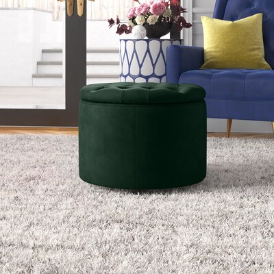 Briana Velvet Tufted Round Storage Ottoman by Etta Avenue