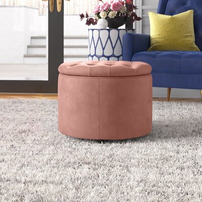 Briana Velvet Tufted Round Storage Ottoman by Etta Avenue