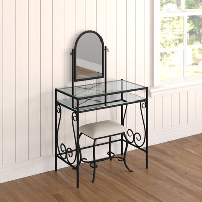 Cobbs 2-Piece Vanity Set With Adjustable Mirror and Upholstered Bench by Lark Manor