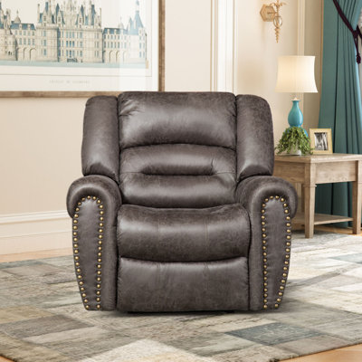 Intars 39.8" Wide Classic and Overstuffed Top Faux Leather Power Standard Recliner with USB Port
