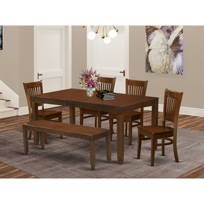 Smithers 6 - Piece Butterfly Leaf Rubberwood Solid Wood Dining Set by Charlton Home