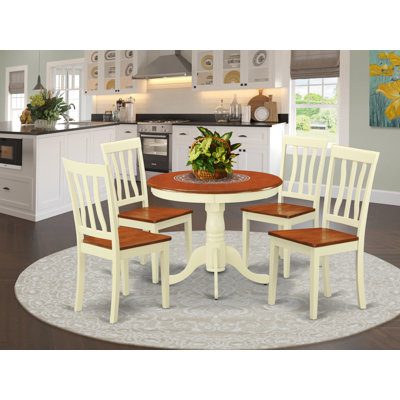 Slavens Drop Leaf Rubberwood Solid Wood Dining Set by Charlton Home