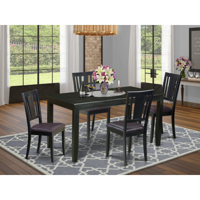 Sisneros 5 - Piece Rubberwood Solid Wood Dining Set by Charlton Home