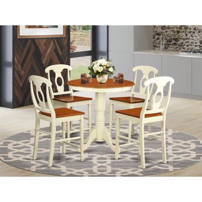 Smithson Counter Height Rubberwood Solid Wood Dining Set by Charlton Home