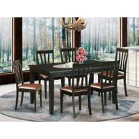 Sisneros 6 - Person Rubberwood Solid Wood Dining Set by Charlton Home