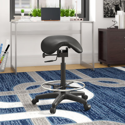 Bouley Height Adjustable Backless Lab Stool with Saddle Seat by Wrought Studio