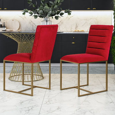 Christiana Velvet Upholstered Steel Dining Chair by Etta Avenue