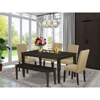 Melva 6 - Piece Rubber Solid Wood Dining Set by Alcott Hill