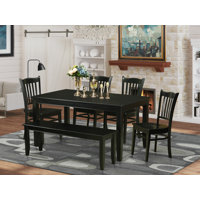Sisneros 6 - Piece Rubberwood Solid Wood Dining Set by Charlton Home